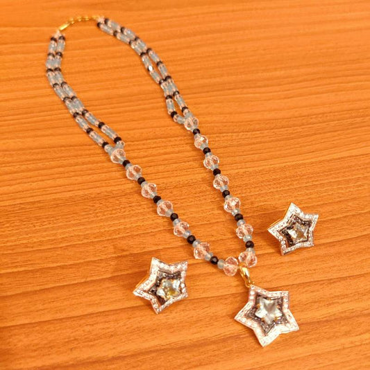 92.5 STERLING SILVER AQUAMARINE DIAMOND LOOK PENDANT SET