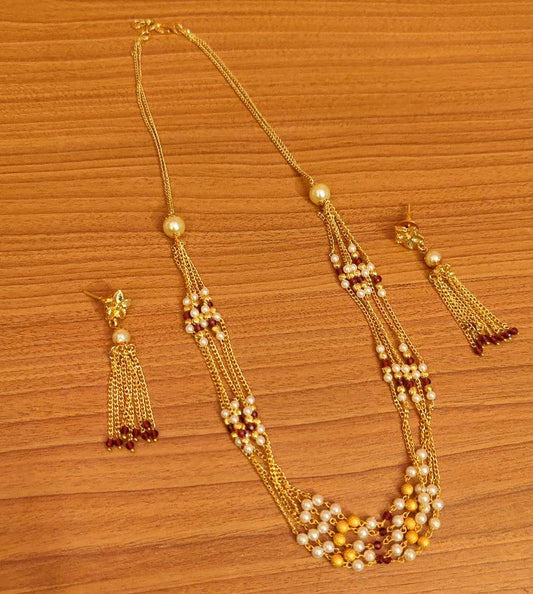RUBY GOLD LOOK ETHNIC CHAIN NECKLACE SET