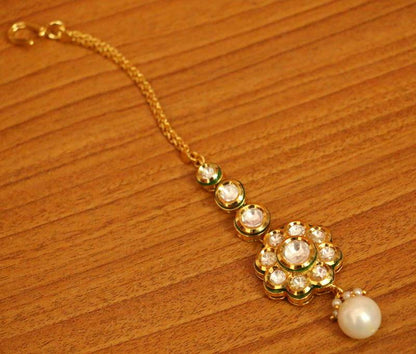 Flower Kundan Meenakari Wedding Maang Tikka | Gold-Plated Bridal Head Jewellery