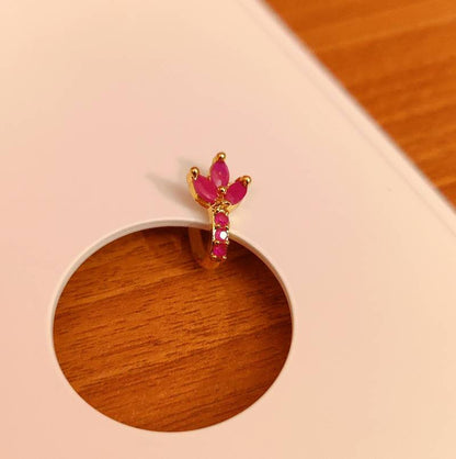 RUBY GOLD PLATED PRESSABLE NOSE RING