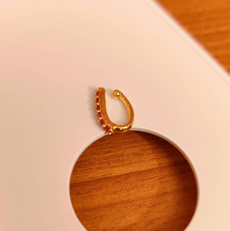 RUBY SINGLE LINE GOLD PLATED PRESSABLE NOSE RIING