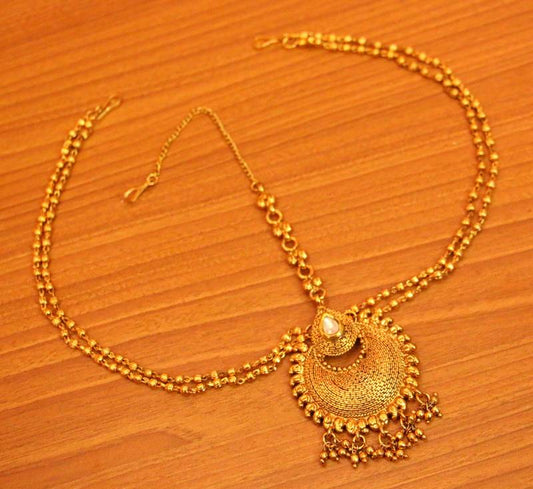Kundan Look Gold Plated Wedding Mathapatti