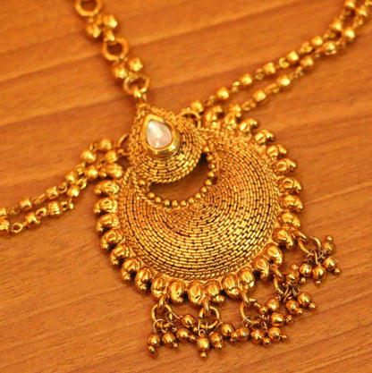 Kundan Look Gold Plated Wedding Mathapatti