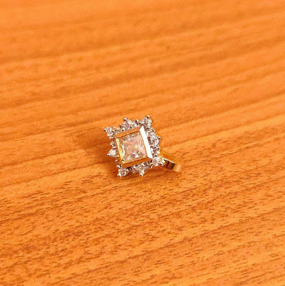 CZ STUDDED SQUARE SHAPPED PRESSABLE NOSE RING