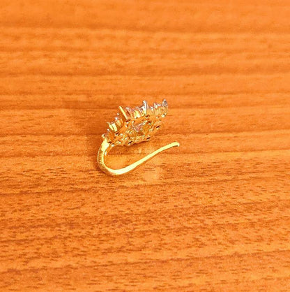 CZ STUDDED SQUARE SHAPPED PRESSABLE NOSE RING