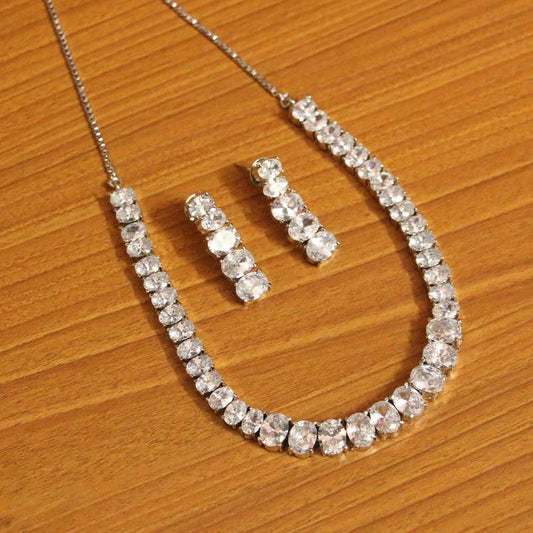 WHITE CUBIC ZIRCONIA NECKLACE-SETS