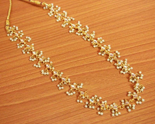 PEARL KUNDAN POLKI SINGLE LINE NECKLACE