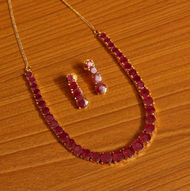 Ruby and Diamond Necklace set – Masayaa