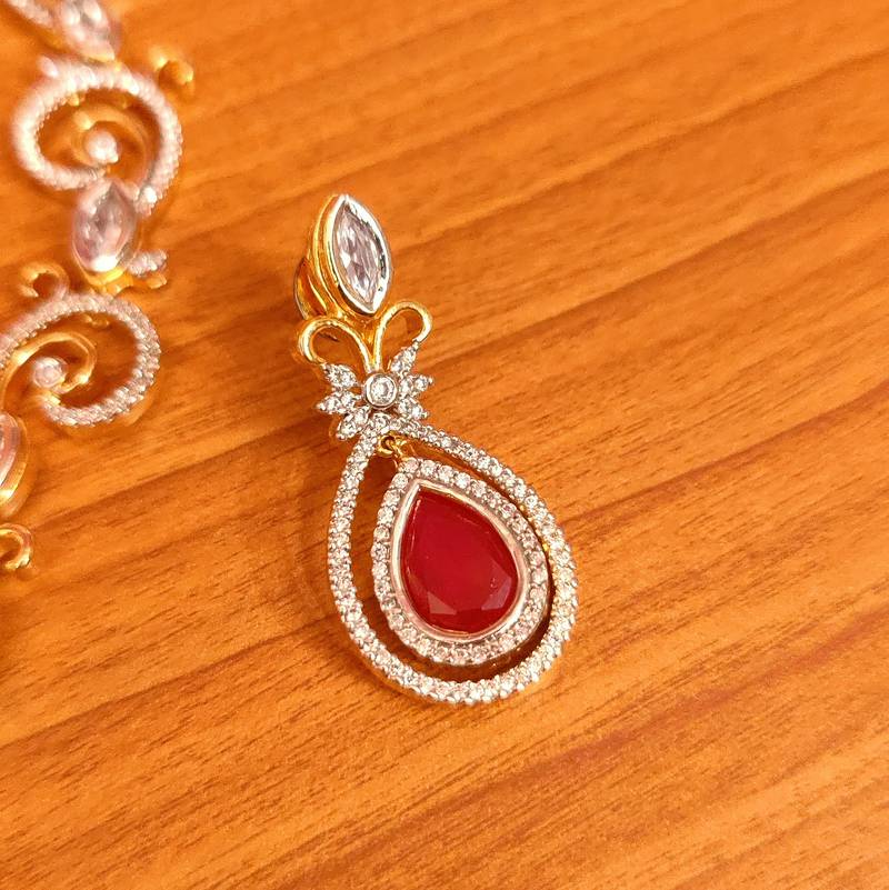 DIAMOND LOOK CHAGEABLE CZ COLOUR STONE NECKLACE SET