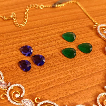 DIAMOND LOOK CHAGEABLE CZ COLOUR STONE NECKLACE SET
