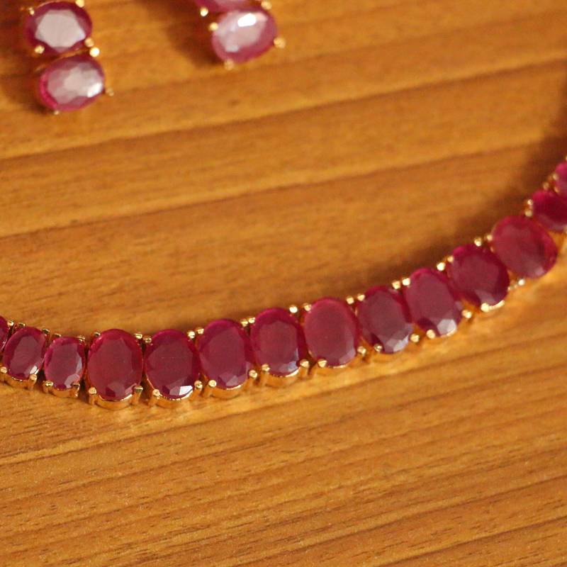 18kt Rose Gold Diamond And Ruby Necklace - Tennis Necklace - Necklaces -  Fashion Jewelry
