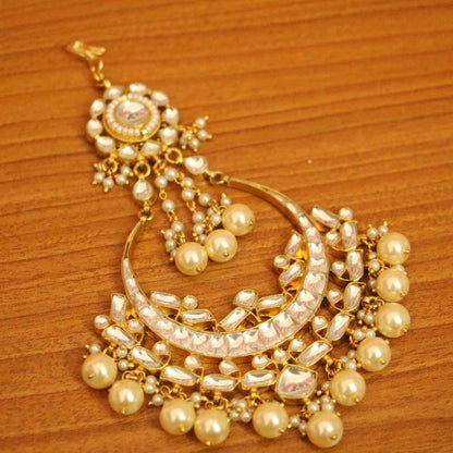 Kundan & Pearl Bridal Look Jhoomar | Premium Gold-Plated Side Head Jewellery