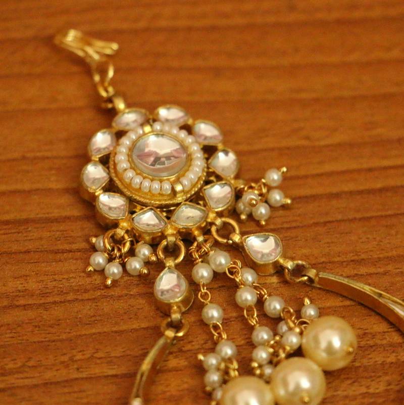 Kundan & Pearl Bridal Look Jhoomar | Premium Gold-Plated Side Head Jewellery
