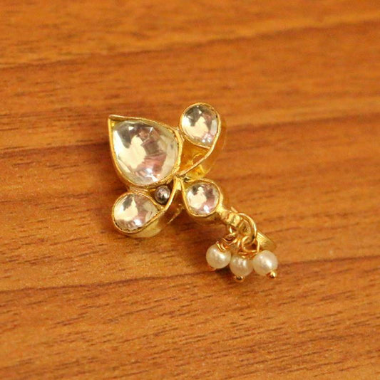 GOLD PLATED KUNDAN POLKI MARATHI NOSEPIN