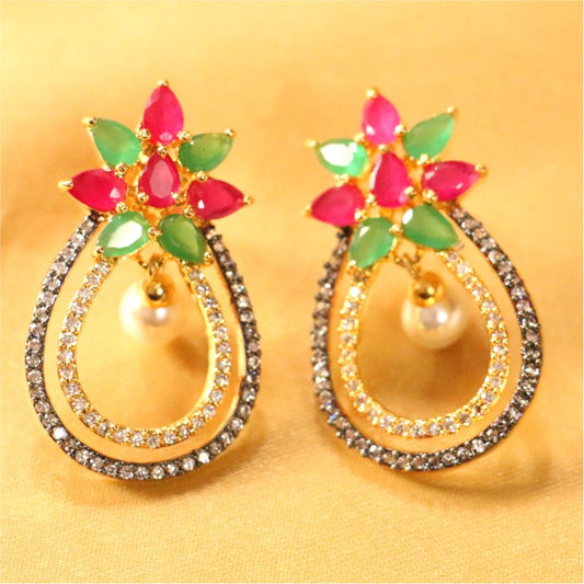Multicolor A.D. & pearl earring