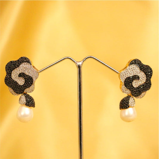 Diamond Look Black onyx Earrings