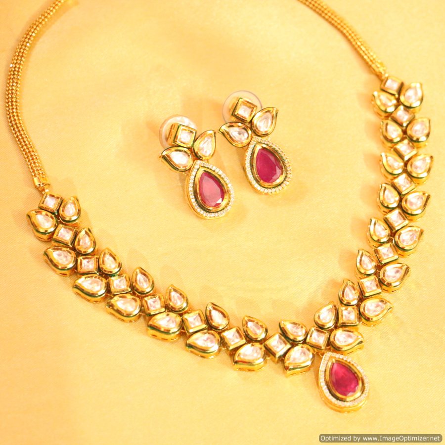 Ruby Kundan Meenakari Necklace Set