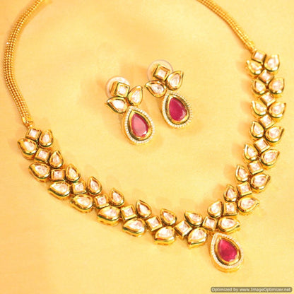 Ruby Kundan Meenakari Necklace Set
