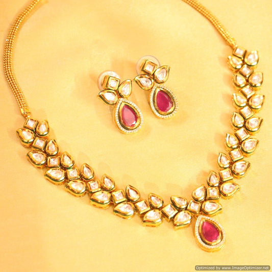 Ruby Kundan Meenakari Necklace Set