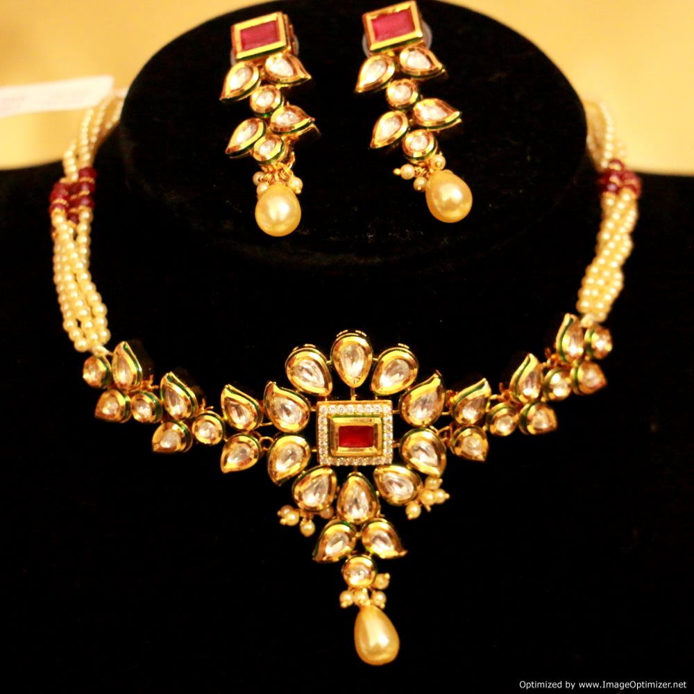 Ruby Kundan Meenakari Fusion Necklace Set