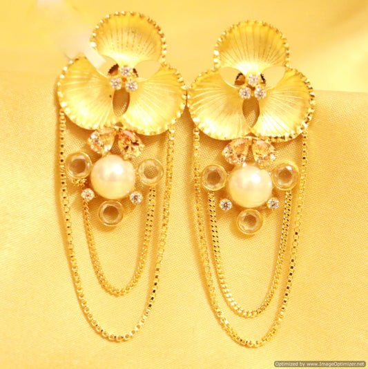 Matt Finish Gold look Polki Earrings