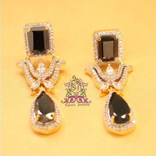 Black Onyx Diamond Look Danglers