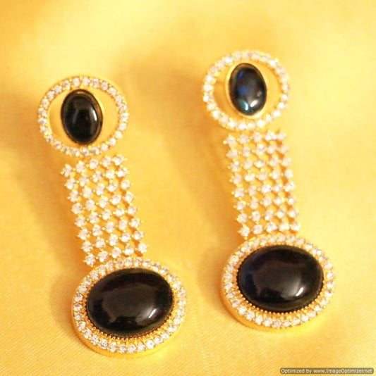 Diamond Look Black Onyx Danglers