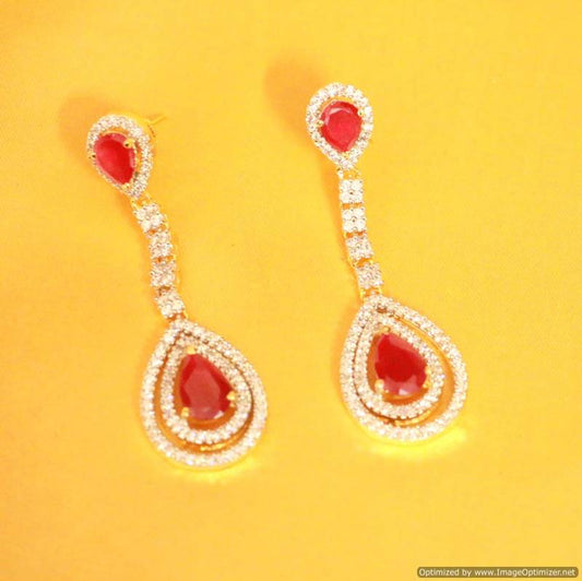 Ruby Real Diamond look Danglers