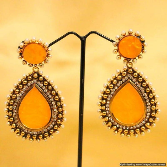 yellow Pearl danglers-drops