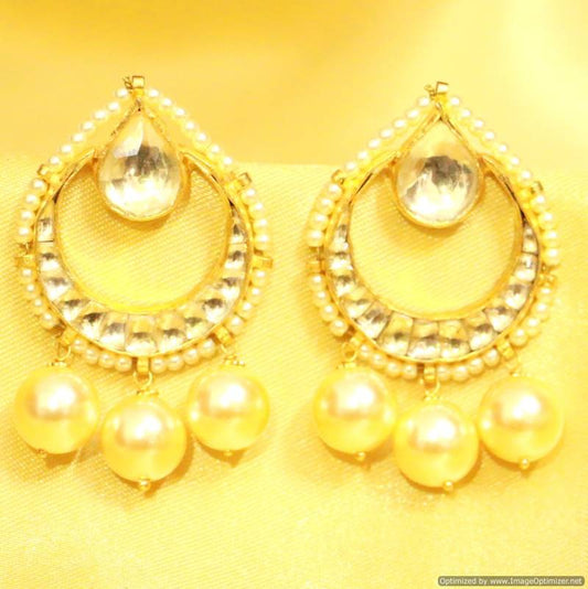 Fine Kundan & Pearl Danglers