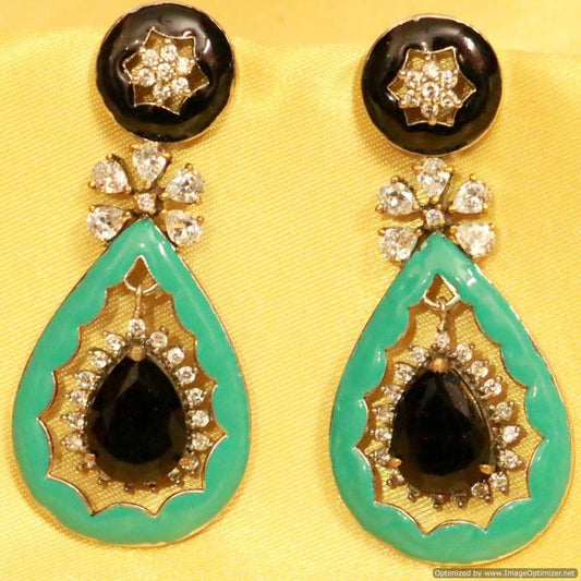 Turquoise Victorian Black Earrings