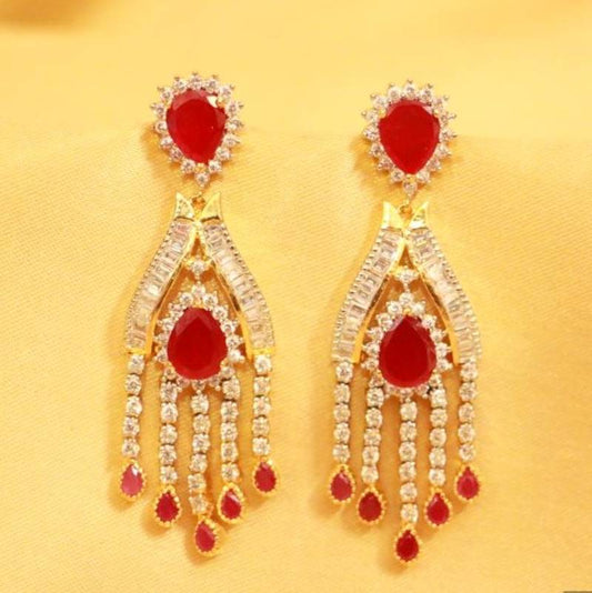 Red american diamonds danglers-drops
