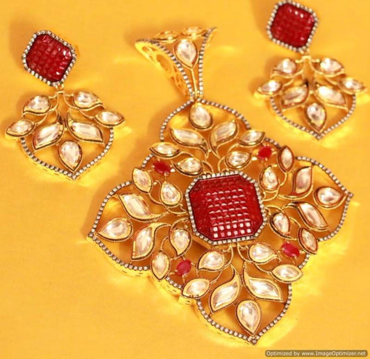 Victorian Kundan & Ruby Designer Pendant Set