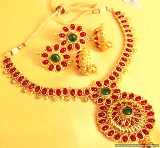 Multicolour Polki Kempu Necklace Set