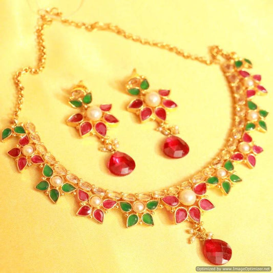 Ruby & Emerald Fine Polki Necklace Set