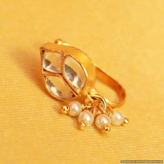 Kundan  and  pearl marathi nose ring