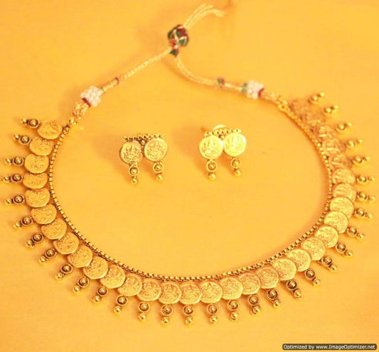 Gold look ginni polki necklace set