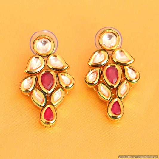 Ruby Kundan Meenakari Ethnic Earrings