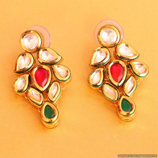 Multicolour Kundan Meenakari Ethnic Earrings