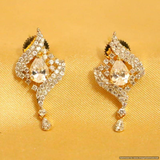 Diamond Look Pear Shaped Pattern Studs