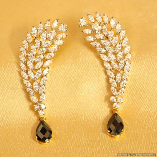 Black Onyx Diamond Look Designer Earrings