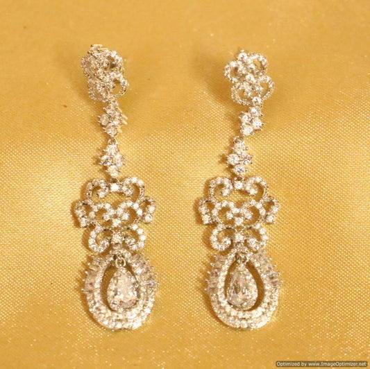 Diamond Look White Gold Plated Danglers