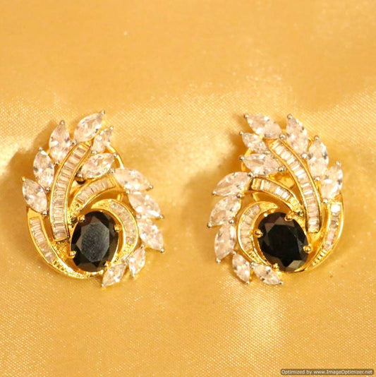 Black Onyx Diamond Look Marquese Shaped Earrings