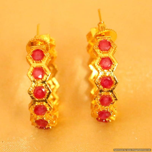 Ruby Gold Plated Hoops