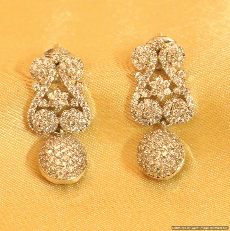 Diamond Look Fine Making Silver Plated Earrings