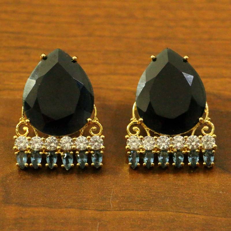 Ruby & Turquoise Cz Studded Studs