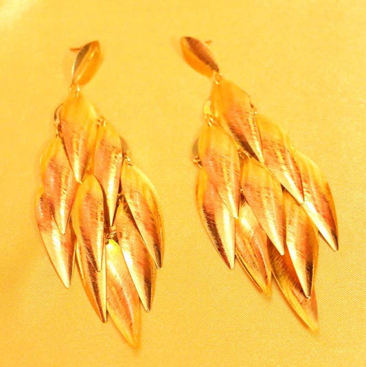 Gold Plated Leaf Pattern Fashion Earrings