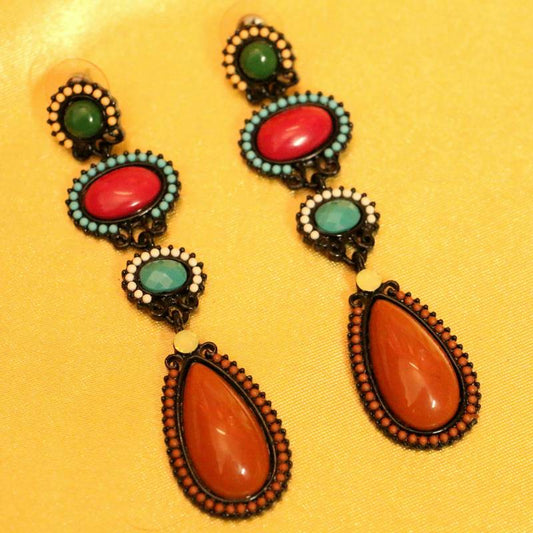Multicolour Stone Imitation Fashion Earrings
