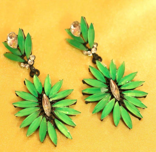 Ziecon Studded Green Colour Fashion Earrings