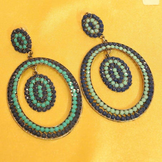 Blue Colour Imitation Stone Studded Fashion Earrings